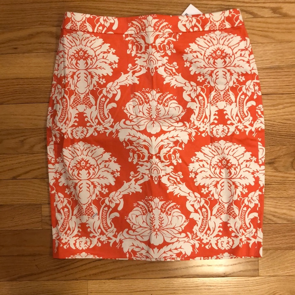NWT J Crew coral/cream pencil skirt size 8